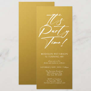 Invitation C'est le temps de la fête 40e anniversaire simple 