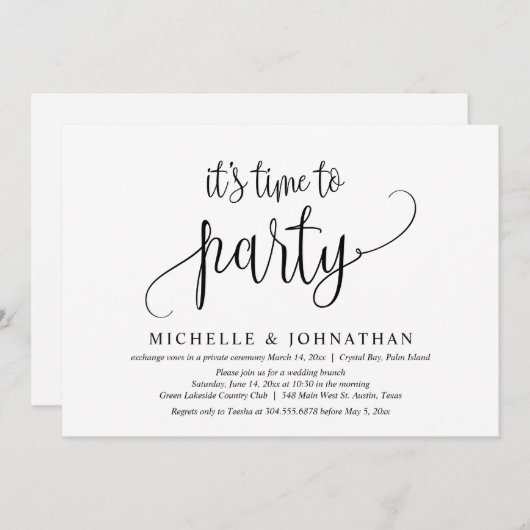 Invitation C'est l'heure de faire la fête, Célébration de mar (Devant / Derrière)