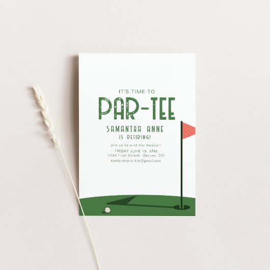 Invitation C'est l'heure de faire la fête Golf Thème Retraite