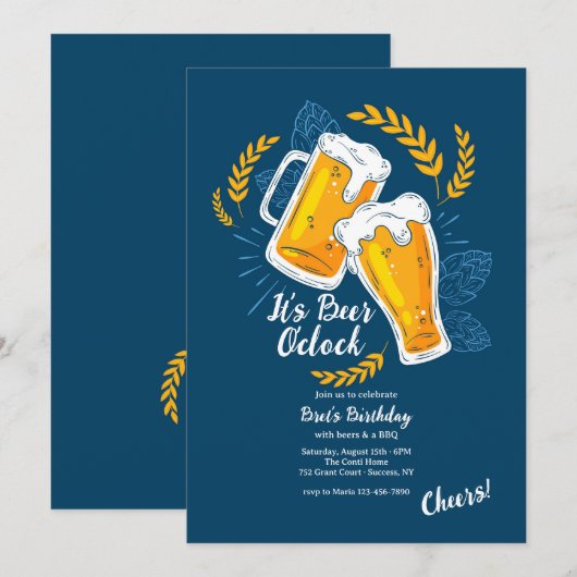 Invitation C'est l'heure de la bière (Devant / Derrière)