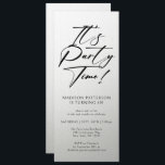 Invitation C'est l'heure de la fête 40e fête d'anniversaire S<br><div class="desc">It's Party Time 40th Quarantième anniversaire Party Simple Elegant Invitation Invitation présente un design minimaliste avec le texte "It's Party Time!" dans la typographie de script de calligraphie noire moderne et personnalisé ci-dessous avec votre texte personnalisé. Le style et la couleur de police de texte modifiables peuvent être changés avec...</div>