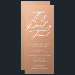 Invitation C'est l'heure de la fête 40e fête d'anniversaire S<br><div class="desc">It's Party Time 40th Quarantième anniversaire Party Simple Elegant Invitation Invitation présente un design minimaliste avec le texte "It's Party Time!" dans la typographie de script de calligraphie blanche moderne et personnalisé ci-dessous avec votre texte personnalisé. Le style et la couleur de police de texte modifiables peuvent être modifiés avec...</div>