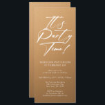 Invitation C'est l'heure de la fête 40e fête d'anniversaire S<br><div class="desc">It's Party Time 40th Quarantième anniversaire Party Simple Elegant Invitation Invitation présente un design minimaliste avec le texte "It's Party Time!" dans la typographie de script de calligraphie blanche moderne et personnalisé ci-dessous avec votre texte personnalisé. Le style et la couleur de police de texte modifiables peuvent être changés avec...</div>