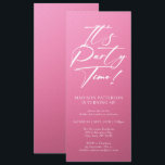 Invitation C'est l'heure de la fête 40e fête d'anniversaire S<br><div class="desc">It's Party Time 40th Quarantième anniversaire Party Simple Elegant Invitation Invitation présente un design minimaliste avec le texte "It's Party Time!" dans la typographie de script de calligraphie blanche moderne et personnalisé ci-dessous avec votre texte personnalisé. Le style et la couleur de police de texte modifiables peuvent être changés avec...</div>