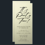 Invitation C'est l'heure de la fête 40e fête d'anniversaire S<br><div class="desc">It's Party Time 40th Quarantième anniversaire Party Simple Elegant Invitation Invitation présente un design minimaliste avec le texte "It's Party Time!" dans la typographie de script de calligraphie noire moderne et personnalisé ci-dessous avec votre texte personnalisé. Le style et la couleur de police de texte modifiables peuvent être changés avec...</div>