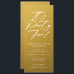 Invitation C'est l'heure de la fête 40e fête d'anniversaire S<br><div class="desc">It's Party Time 40th Quarantième anniversaire Party Simple Elegant Invitation Invitation présente un design minimaliste avec le texte "It's Party Time!" dans la typographie de script de calligraphie blanche moderne et personnalisé ci-dessous avec votre texte personnalisé. Le style et la couleur de police de texte modifiables peuvent être changés avec...</div>
