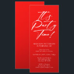 Invitation C'est l'heure de la fête 40e fête d'anniversaire S<br><div class="desc">It's Party Time 40th Quarantième anniversaire Party Simple Elegant Invitation Invitation présente un design minimaliste avec le texte "It's Party Time!" dans la typographie de script de calligraphie blanche moderne et personnalisé ci-dessous avec votre texte personnalisé. Le style et la couleur de police de texte modifiables peuvent être modifiés avec...</div>