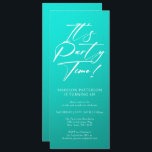 Invitation C'est l'heure de la fête 40e fête d'anniversaire S<br><div class="desc">It's Party Time 40th Quarantième anniversaire Party Simple Elegant Invitation Invitation présente un design minimaliste avec le texte "It's Party Time!" dans la typographie de script de calligraphie blanche moderne et personnalisé ci-dessous avec votre texte personnalisé. Le style et la couleur de police de texte modifiables peuvent être changés avec...</div>