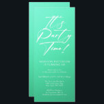 Invitation C'est l'heure de la fête 40e fête d'anniversaire S<br><div class="desc">It's Party Time 40th Quarantième anniversaire Party Simple Elegant Invitation Invitation présente un design minimaliste avec le texte "It's Party Time!" dans la typographie de script de calligraphie blanche moderne et personnalisé ci-dessous avec votre texte personnalisé. Le style et la couleur de police de texte modifiables peuvent être changés avec...</div>