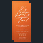 Invitation C'est l'heure de la fête 40e fête d'anniversaire S<br><div class="desc">It's Party Time 40th Quarantième anniversaire Party Simple Elegant Invitation Invitation présente un design minimaliste avec le texte "It's Party Time!" dans la typographie de script de calligraphie blanche moderne et personnalisé ci-dessous avec votre texte personnalisé. Le style et la couleur de police de texte modifiables peuvent être modifiés avec...</div>