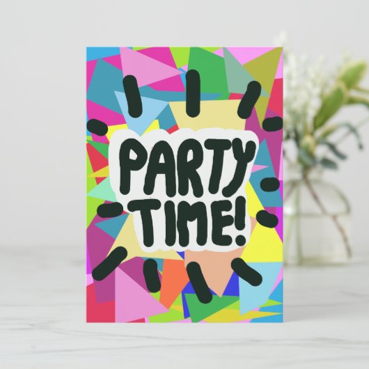 Invitation C'est l'heure de la fête 50e anniversaire personna (Debout devant)