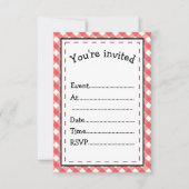 Invitation C'est l'heure de la fête En vichy rouge (Devant)