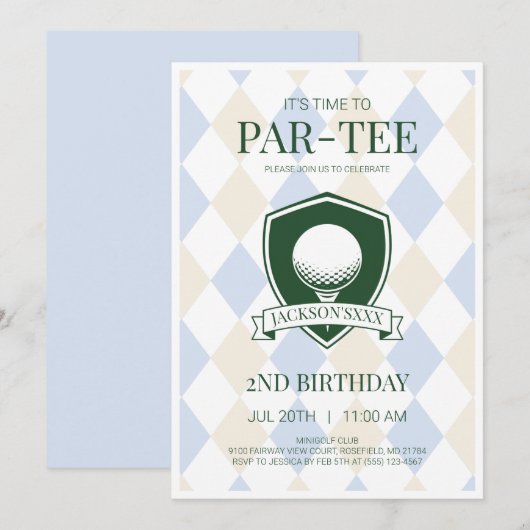 Invitation C'est l'heure de la fête Par-Tee Blue Boys Golf 2e (Devant / Derrière)