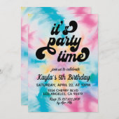 Invitation C'est l'heure de la fête Super Tie Dye Anniversair (Devant / Derrière)