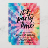 Invitation C'est l'heure de la fête Super Tie Dye Anniversair (Devant / Derrière)