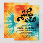 Invitation C'est l'heure de la fête Super Tie Dye Anniversair (Devant / Derrière)