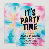 Invitation C'est l'heure de la fête Super Tie Dye Anniversair (Devant / Derrière)