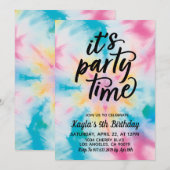 Invitation C'est l'heure de la fête Super Tie Dye Anniversair (Devant / Derrière)