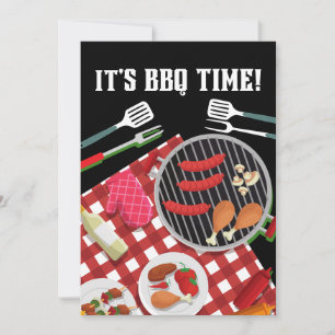 Invitation C'est l'heure du barbecue, le barbecue d'été