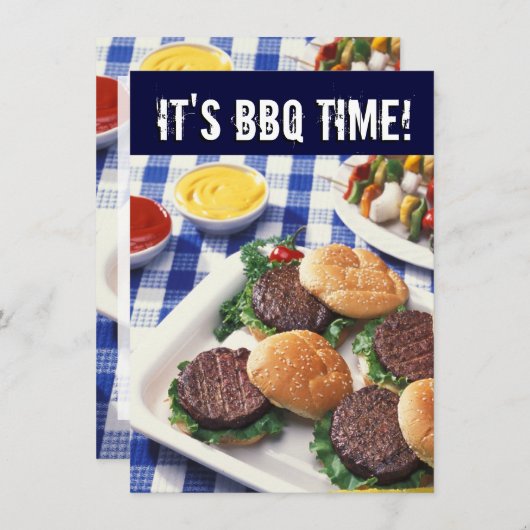 Invitation C'est l'heure du barbecue, le barbecue d'été (Devant / Derrière)