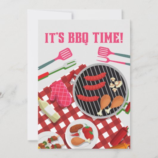 Invitation C'est l'heure du barbecue, le barbecue d'été (Devant)
