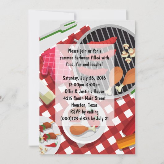 Invitation C'est l'heure du barbecue, le barbecue d'été (Dos)