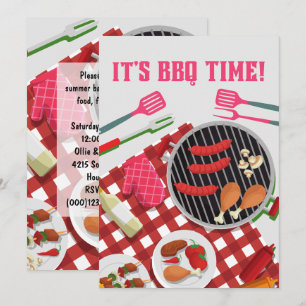 Invitation C'est l'heure du barbecue, le barbecue d'été