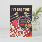 Invitation C'est l'heure du barbecue, le barbecue d'été (Debout devant)