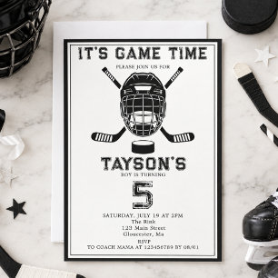 Invitation C'est l'heure du hockey pour la fête d'anniversair