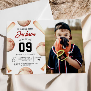 Invitation C'est l'heure du jeu Baseball fête d'anniversaire 