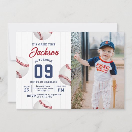 Invitation C'est l'heure du jeu Baseball fête d'anniversaire  (Devant)