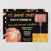 Invitation C'est l'heure du jeu ! Basket-ball à thème fête d' (Devant / Derrière)