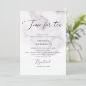 Invitation C'est l'heure du thé. Douche nuptiale pourpre aqua (Debout devant)