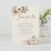 Invitation C'est l'heure du thé. Elégant boho fleuri douche n (Debout devant)