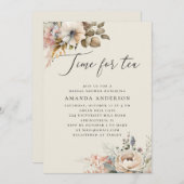 Invitation C'est l'heure du thé. Elégant boho fleuri douche n (Devant / Derrière)
