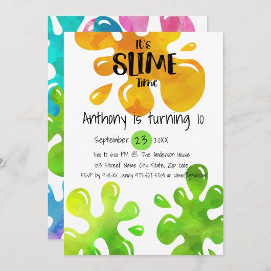 Invitation C'est l'heure mince de fête d'anniversaire Invitat (Devant / Derrière)