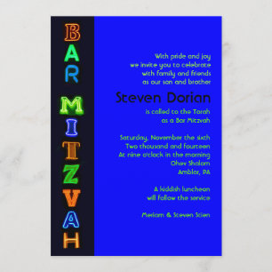 Invitation C'EST L'Invitation Bat mitzvah À Barres ÉLECTRIQUE