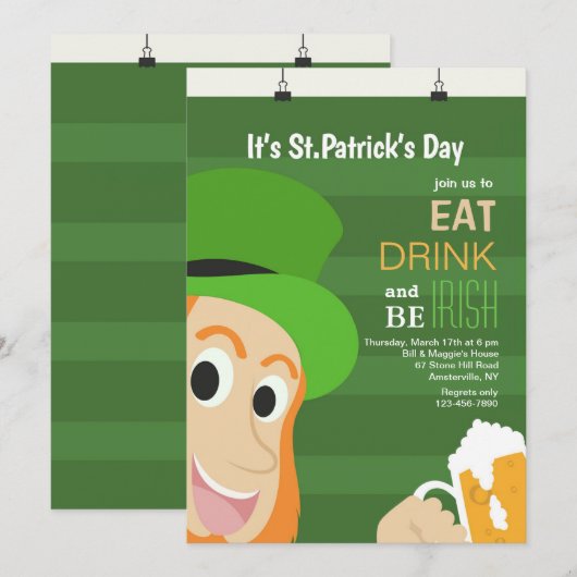 Invitation C'est l'invitation du jour de St Patrick (Devant / Derrière)