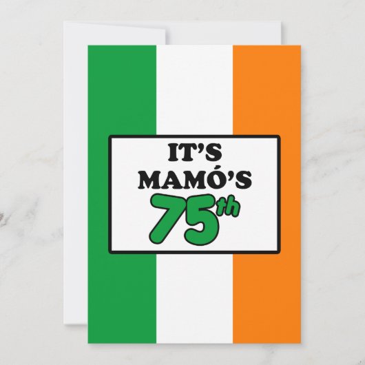 Invitation C'est l'Invitation irlandais de Mamo pour le 75ème (Devant)