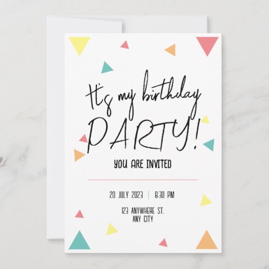 Invitation C'est ma fête d'anniversaire ! personnalisée (Devant)