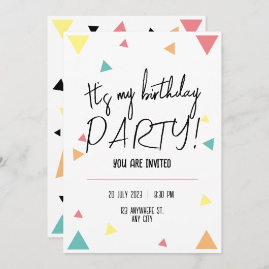 Invitation C'est ma fête d'anniversaire ! personnalisée (Devant / Derrière)