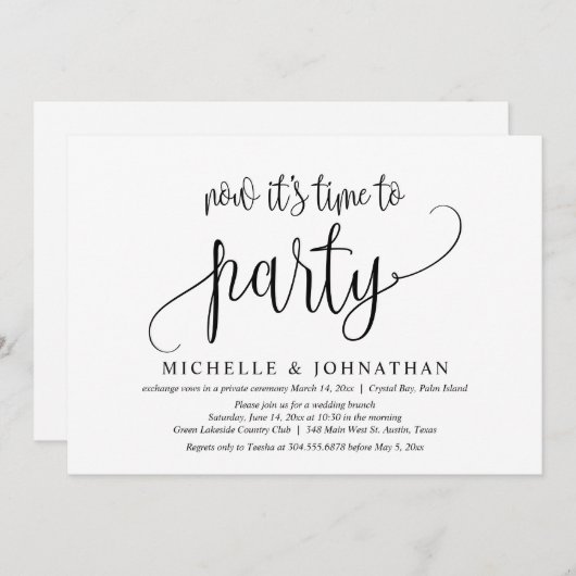 Invitation C'est maintenant temps de faire la fête, évasion p (Devant / Derrière)