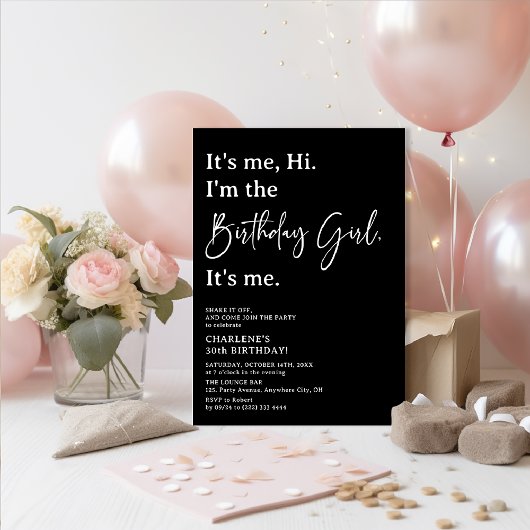Invitation C'est Me Hi. Je suis la fête des filles d'annivers