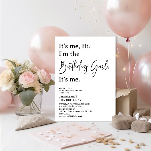 Invitation C'est Me Hi. Je suis la fête des filles d'annivers
