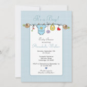 Invitation C'est Mignon C'est Un Garçon Étendoir Shower De Bé (Devant)