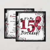 Invitation C'est mon 15e anniversaire de fête d'invitation gr (Devant / Derrière)