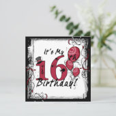 Invitation C'est mon 16ème anniversaire d'invitation grunge (Debout devant)