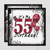 Invitation C'est mon 55e anniversaire d'invitation grunge (Devant / Derrière)