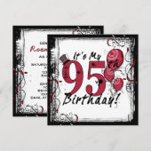 Invitation C'est mon 95ème anniversaire d'invitation grunge (Devant / Derrière)