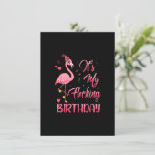 Invitation C'Est Mon Flocking Anniversaire Funny Flamant rose (Debout devant)